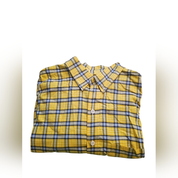 Izod Men's Yellow and Blue Checkered Long Sleeve Mens Shirt Size 2XL - Picture 1 of 4